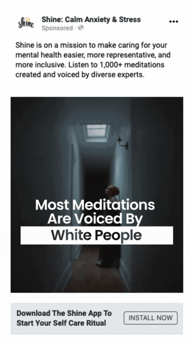 Shine app Facebook ad